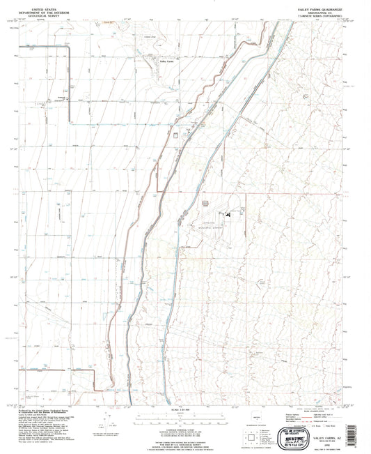 Classic USGS Valley Farms Arizona 7.5'x7.5' Topo Map Image