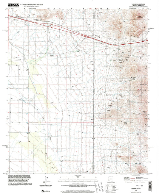 Classic USGS Vanar Arizona 7.5'x7.5' Topo Map Image
