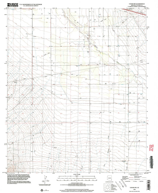 Classic USGS Vanar NW Arizona 7.5'x7.5' Topo Map Image