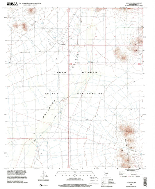 Classic USGS Vaya Chin Arizona 7.5'x7.5' Topo Map Image