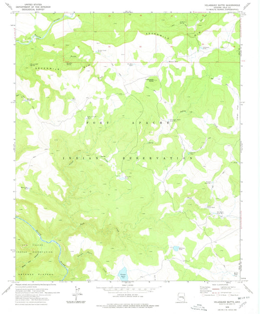 Classic USGS Velasquez Butte Arizona 7.5'x7.5' Topo Map Image