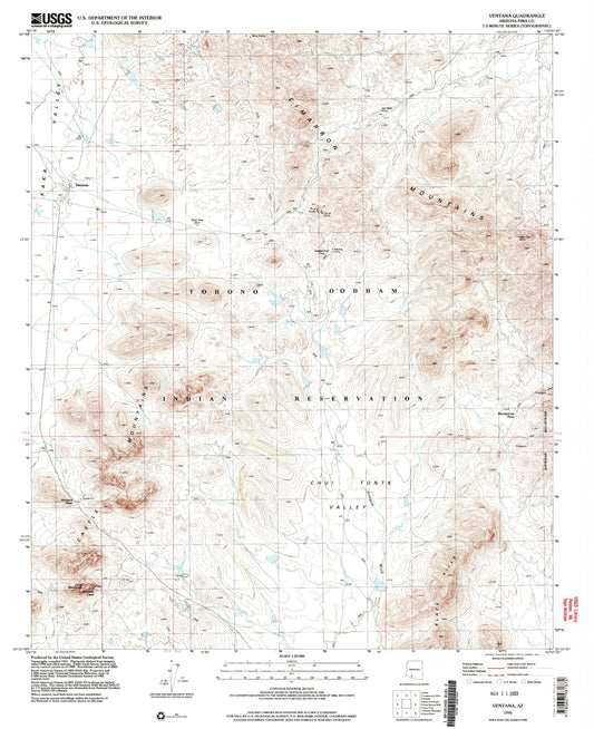 Classic USGS Ventana Arizona 7.5'x7.5' Topo Map Image