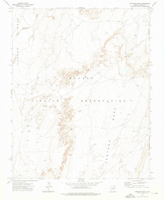 Classic USGS Ventana Mesa Arizona 7.5'x7.5' Topo Map Image