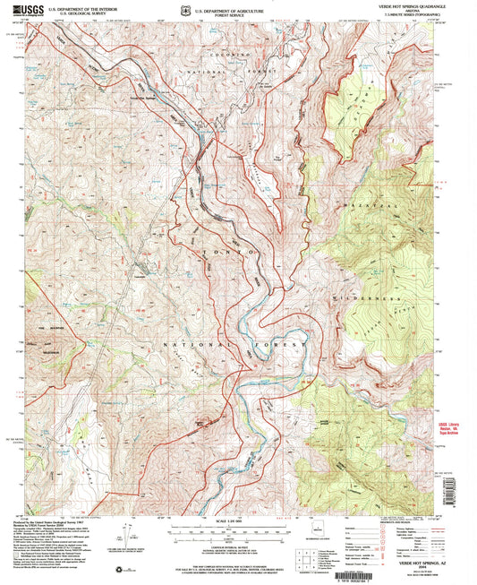 Classic USGS Verde Hot Springs Arizona 7.5'x7.5' Topo Map Image