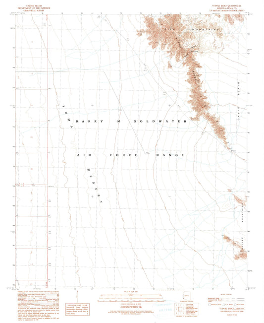 Classic USGS Vopoki Ridge Arizona 7.5'x7.5' Topo Map Image