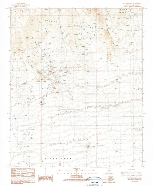 Classic USGS Vulture Mine Arizona 7.5'x7.5' Topo Map Image