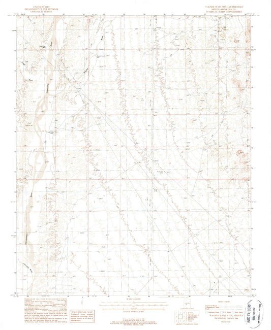 Classic USGS Wagner Wash Well Arizona 7.5'x7.5' Topo Map Image
