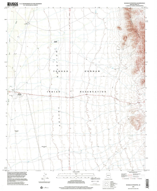 Classic USGS Wahak Hotrontk Arizona 7.5'x7.5' Topo Map Image