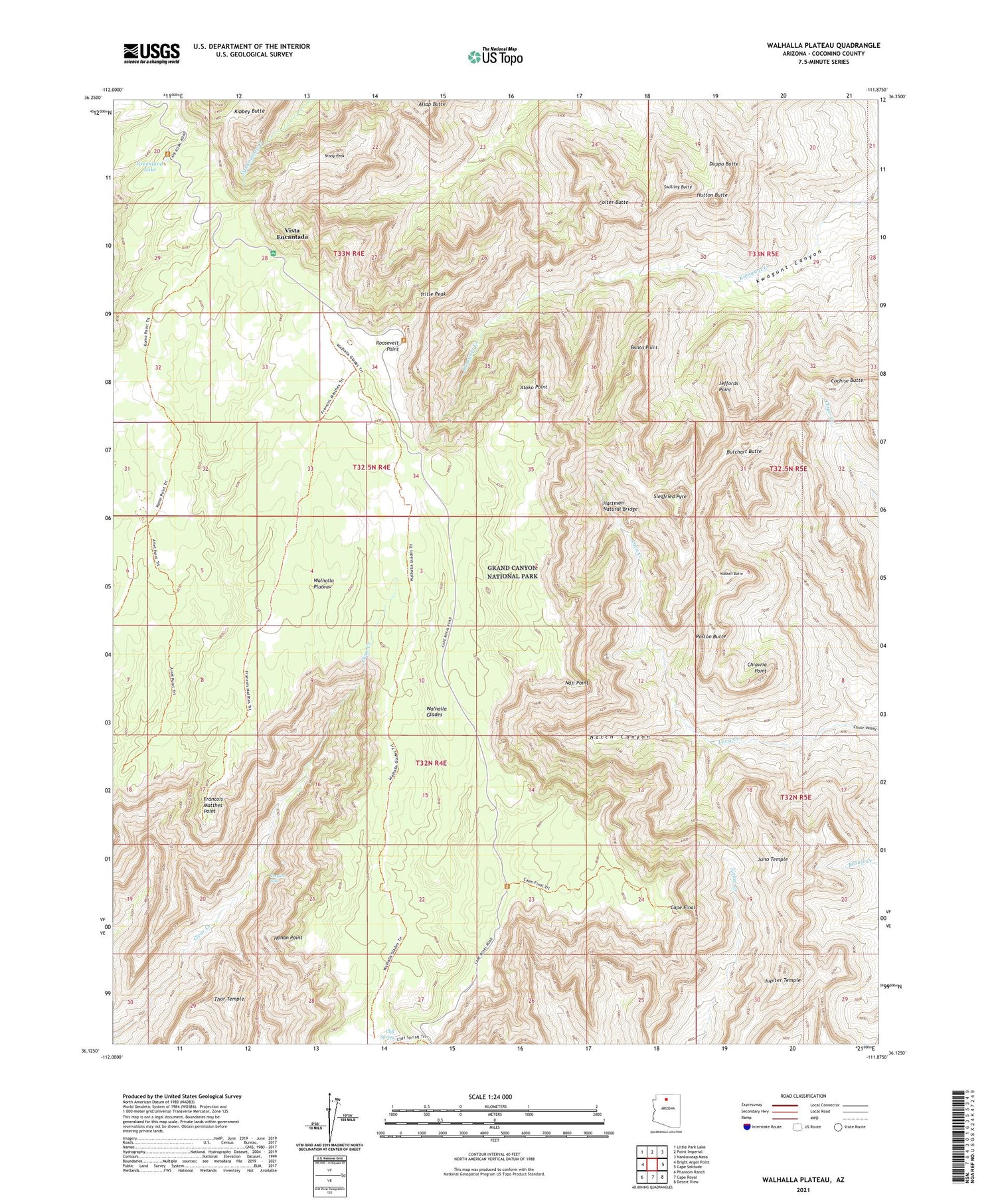 Walhalla Plateau Arizona US Topo Map Image