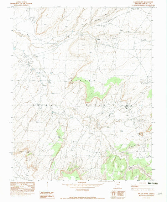 Classic USGS Walker Butte Arizona 7.5'x7.5' Topo Map Image
