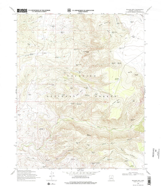 Classic USGS Walker Mountain Arizona 7.5'x7.5' Topo Map Image