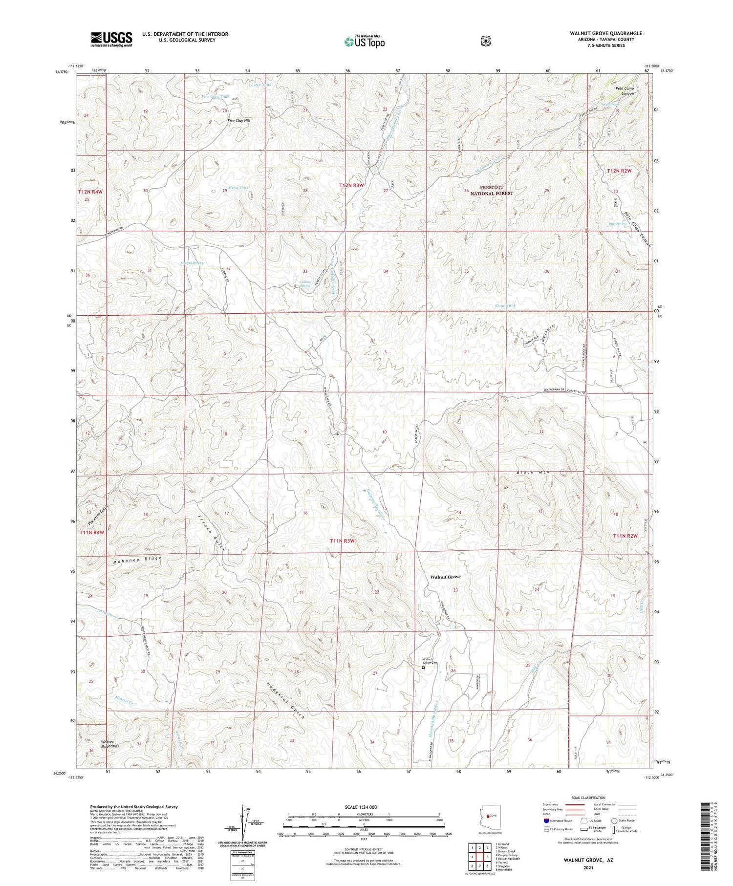 Walnut Grove Arizona US Topo Map Image