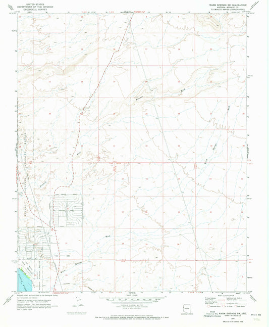 Classic USGS Warm Springs SW Arizona 7.5'x7.5' Topo Map Image
