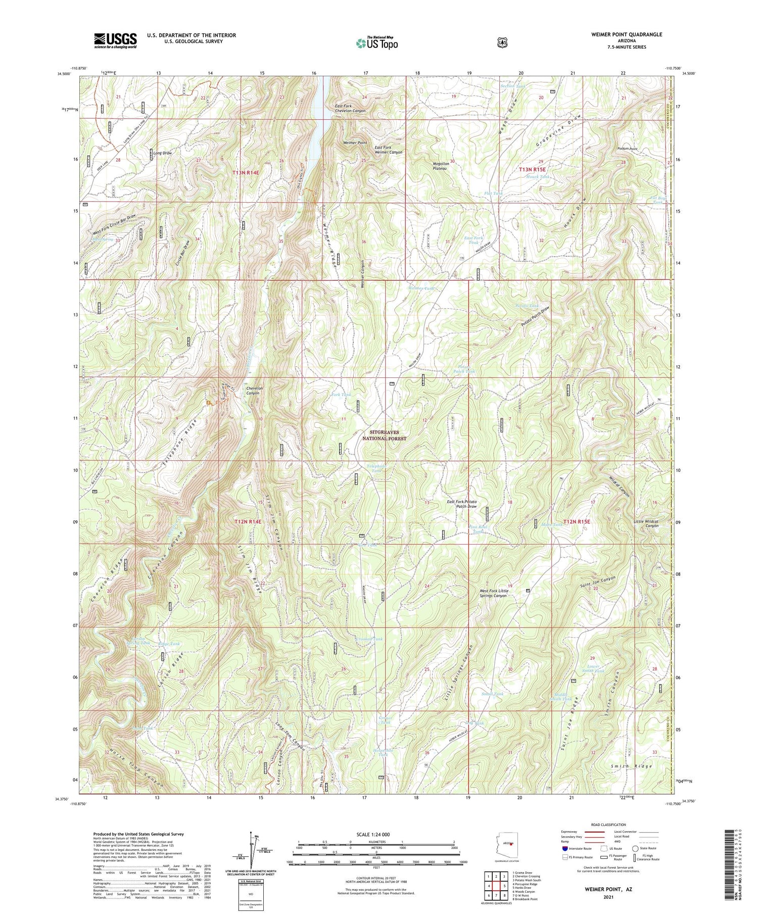Weimer Point Arizona US Topo Map Image