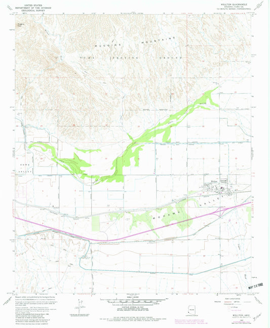 Classic USGS Wellton Arizona 7.5'x7.5' Topo Map Image