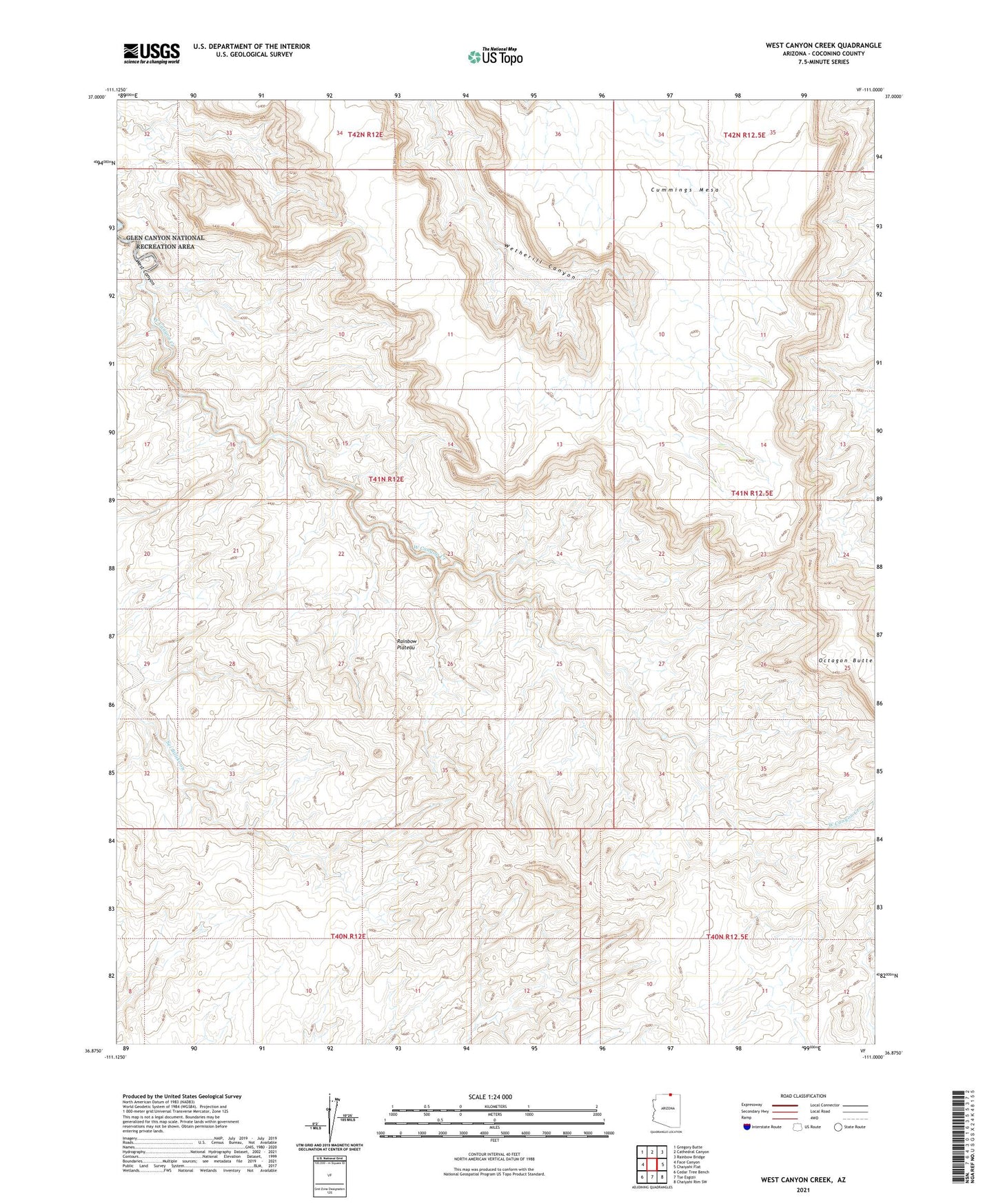 West Canyon Creek Arizona US Topo Map Image