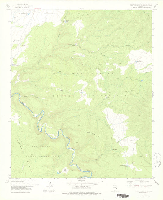 Classic USGS West Poker Mountain Arizona 7.5'x7.5' Topo Map Image