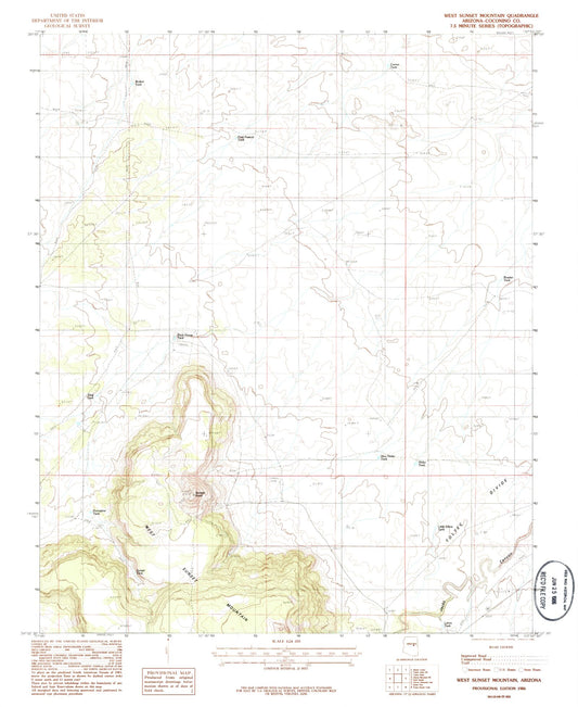 Classic USGS West Sunset Mountain Arizona 7.5'x7.5' Topo Map Image