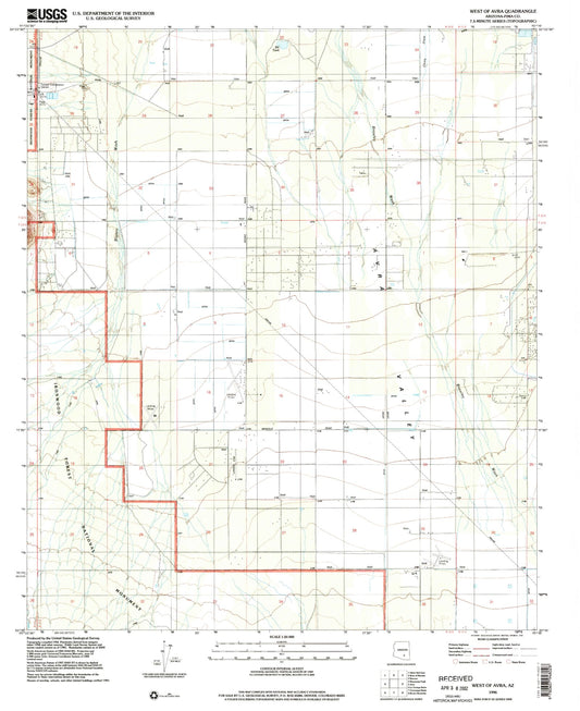Classic USGS West of Avra Arizona 7.5'x7.5' Topo Map Image