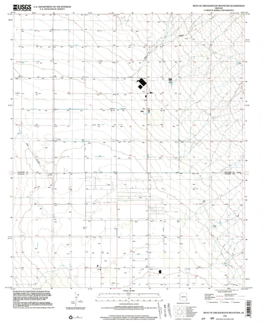 Classic USGS West of Greasewood Mountain Arizona 7.5'x7.5' Topo Map Image