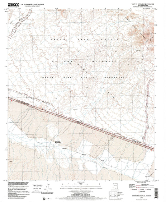 Classic USGS West of Lukeville Arizona 7.5'x7.5' Topo Map Image