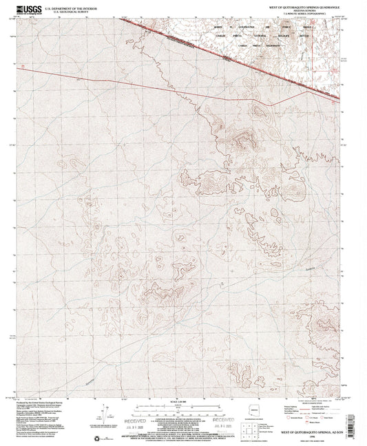 Classic USGS West of Quitobaquito Springs Arizona 7.5'x7.5' Topo Map Image