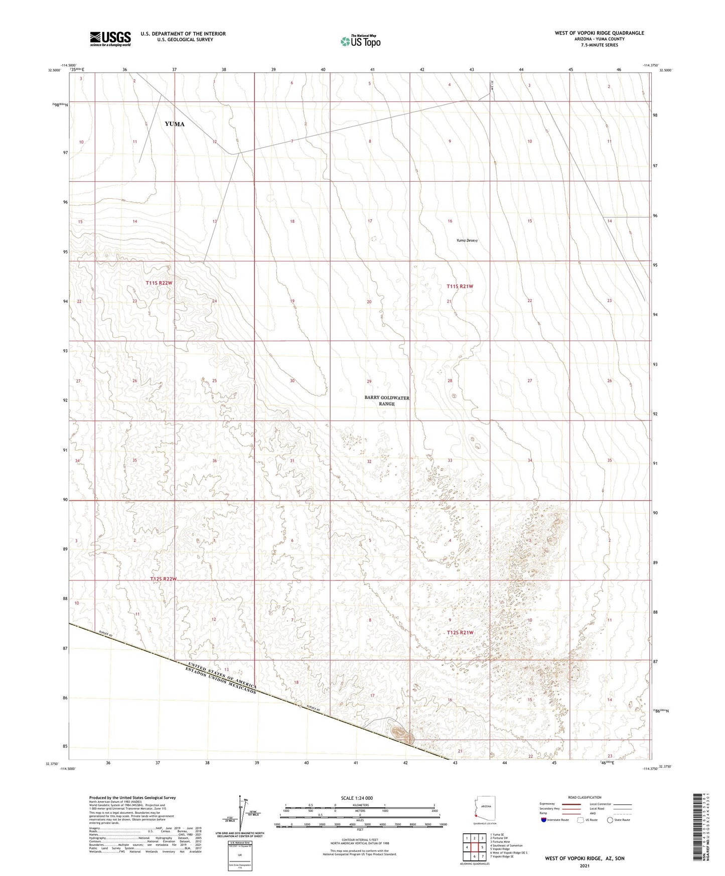 West of Vopoki Ridge Arizona US Topo Map Image