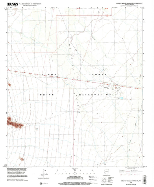 Classic USGS West of Wahak Hotrontk Arizona 7.5'x7.5' Topo Map Image