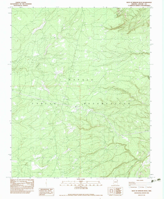 Classic USGS West of Window Rock Arizona 7.5'x7.5' Topo Map Image