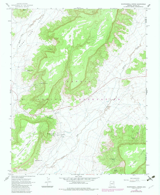 Classic USGS Whippoorwill Spring Arizona 7.5'x7.5' Topo Map Image