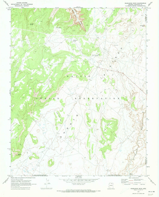 Classic USGS Whirlwind Rock Arizona 7.5'x7.5' Topo Map Image