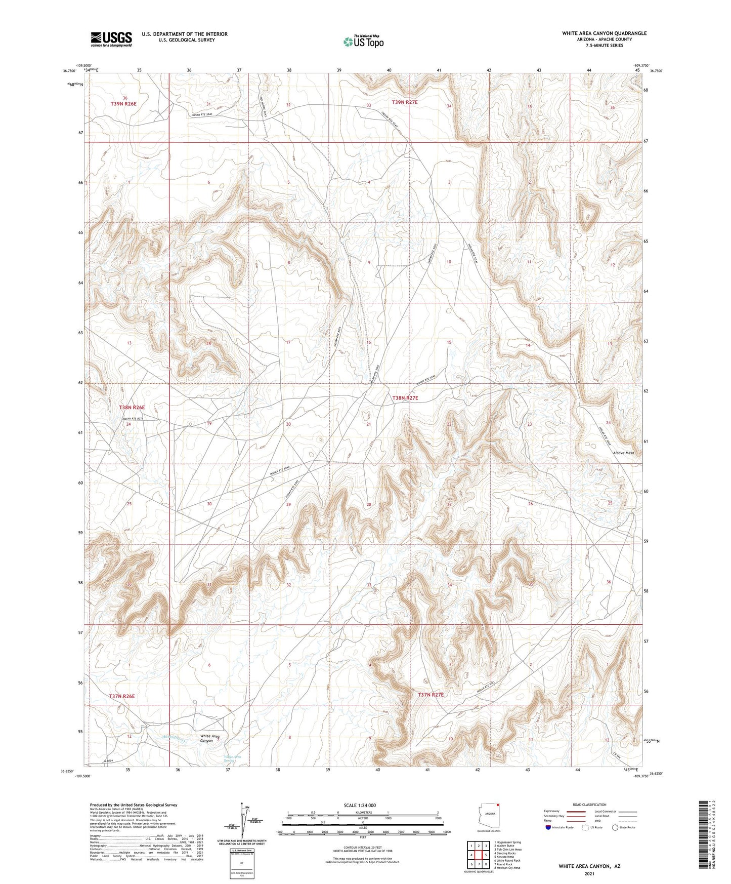 White Area Canyon Arizona US Topo Map Image