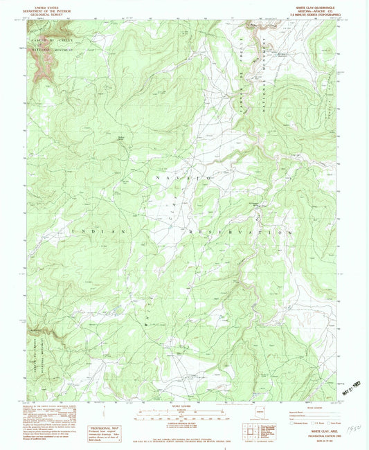 Classic USGS White Clay Arizona 7.5'x7.5' Topo Map Image
