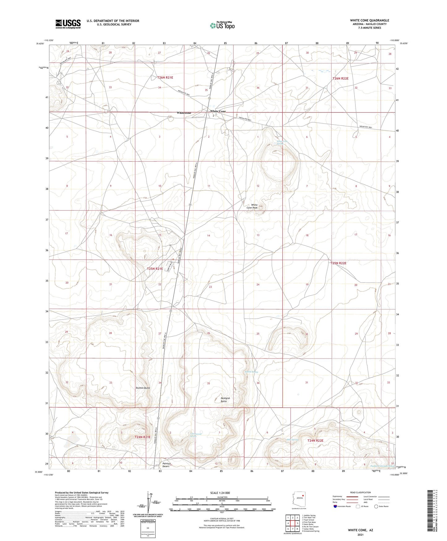 White Cone Arizona US Topo Map Image
