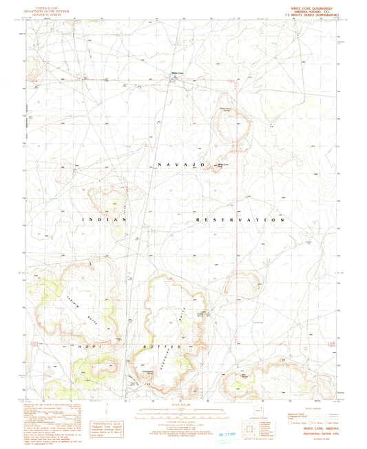 Classic USGS White Cone Arizona 7.5'x7.5' Topo Map Image