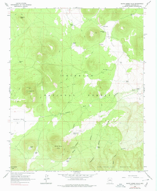 Classic USGS White Horse Hills Arizona 7.5'x7.5' Topo Map Image