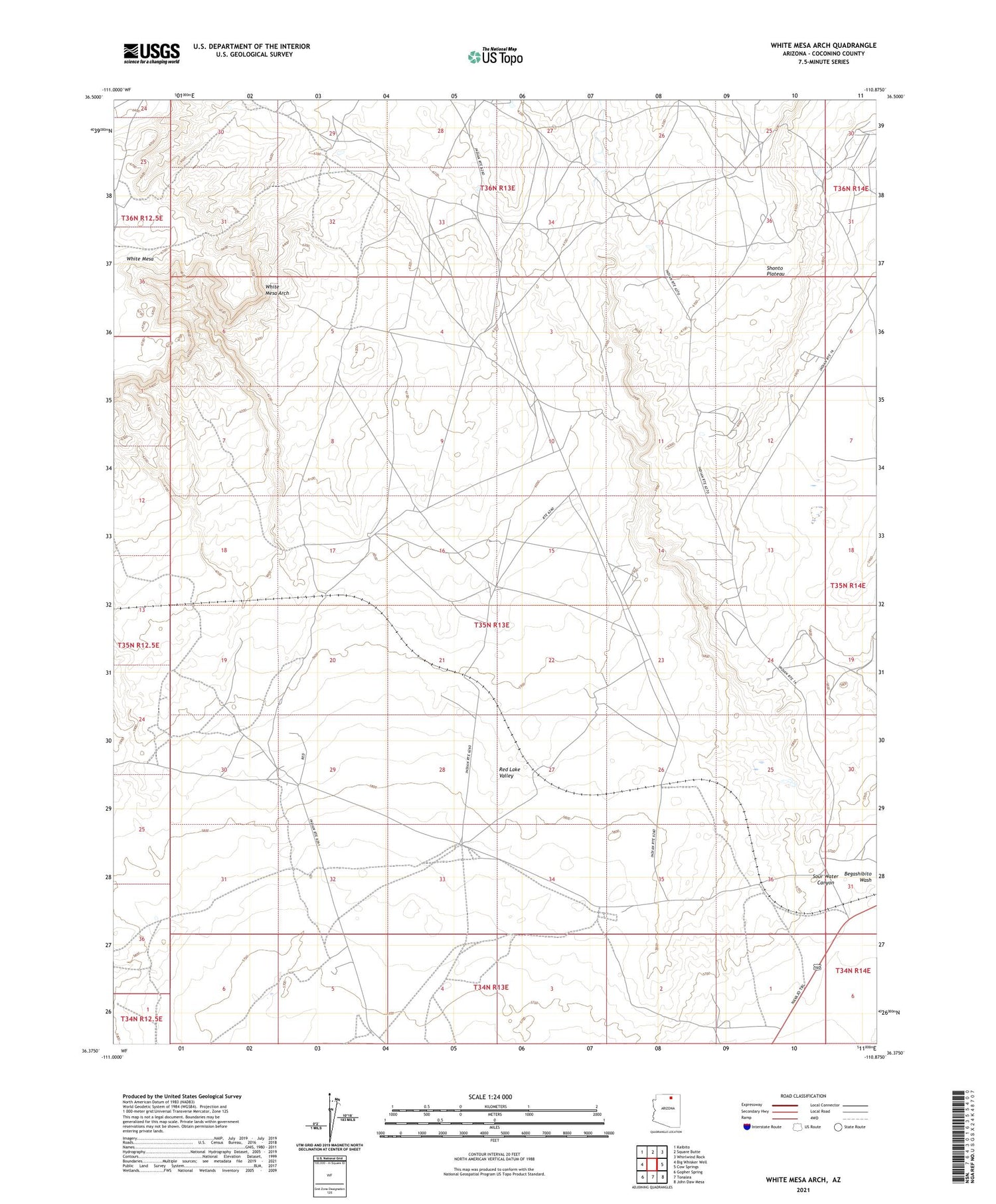 White Mesa Arch Arizona US Topo Map Image