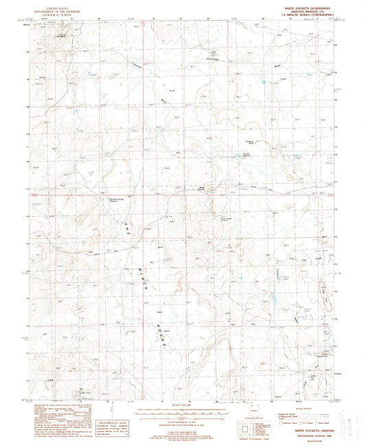 Classic USGS White Pockets Arizona 7.5'x7.5' Topo Map Image