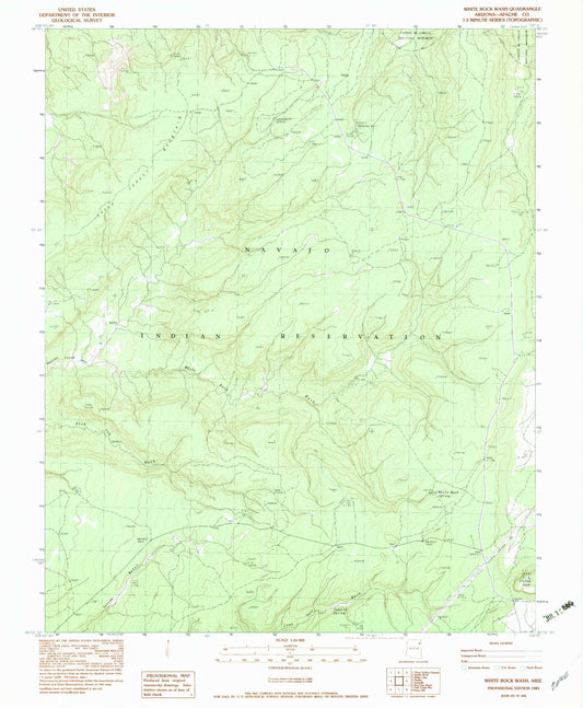 Classic USGS White Rock Wash Arizona 7.5'x7.5' Topo Map Image