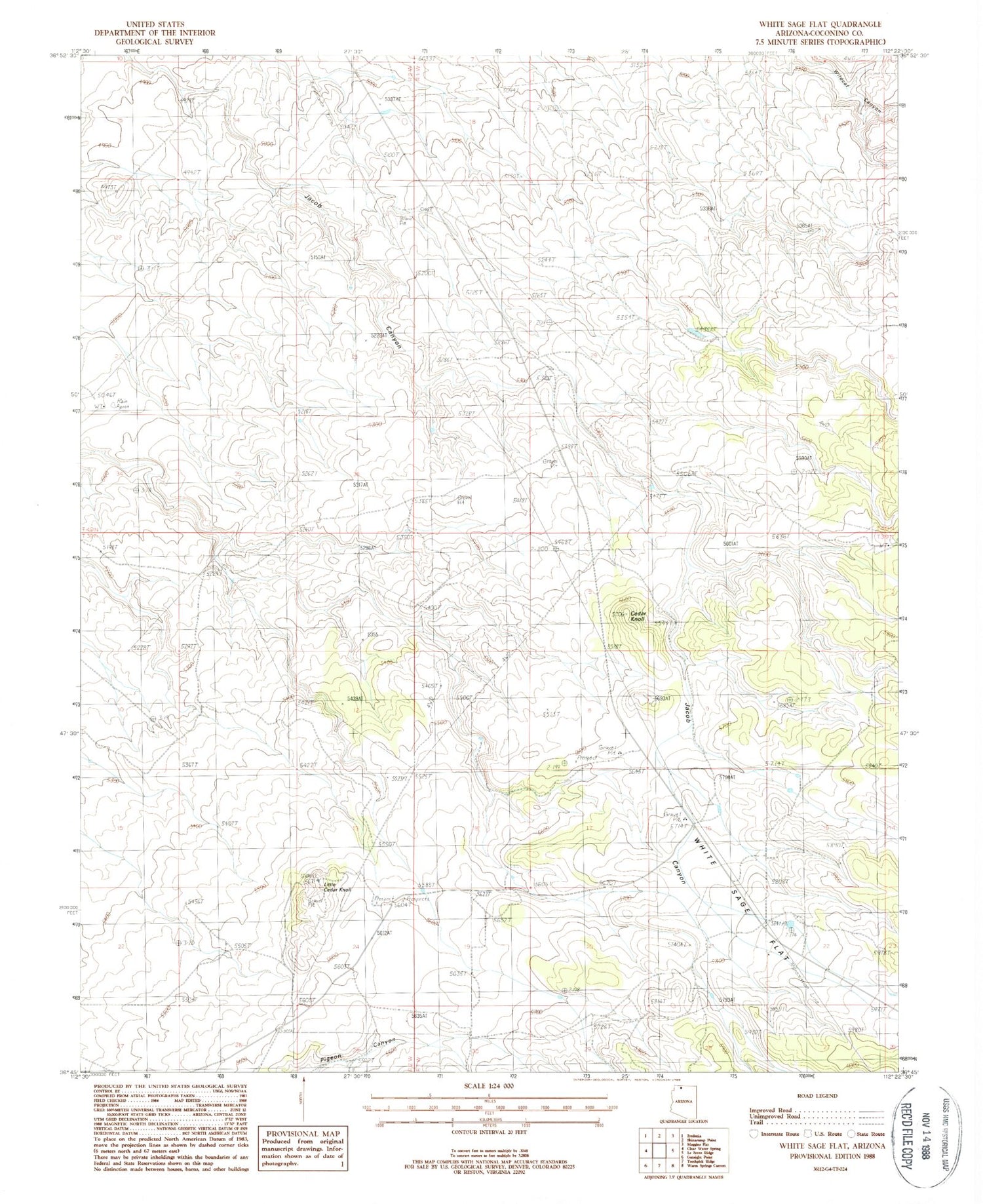 Classic USGS White Sage Flat Arizona 7.5'x7.5' Topo Map Image