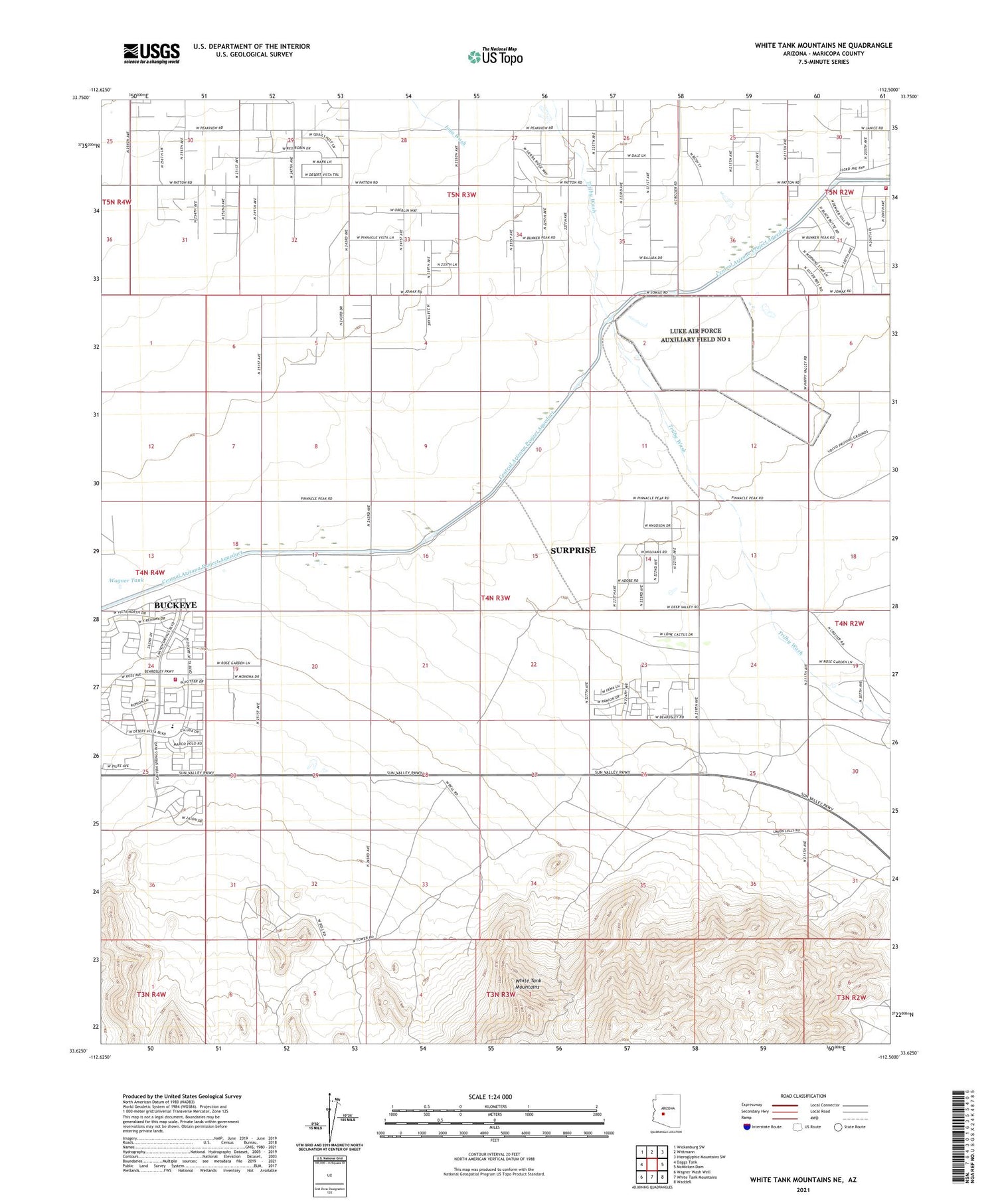 White Tank Mountains NE Arizona US Topo Map Image