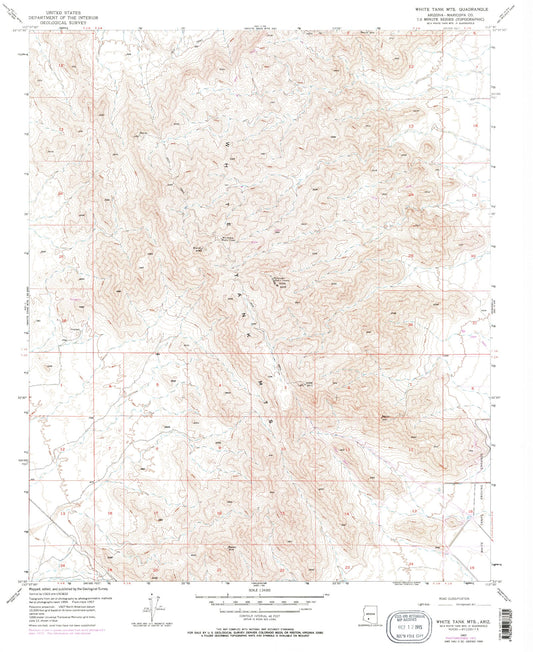 Classic USGS White Tank Mountains Arizona 7.5'x7.5' Topo Map Image