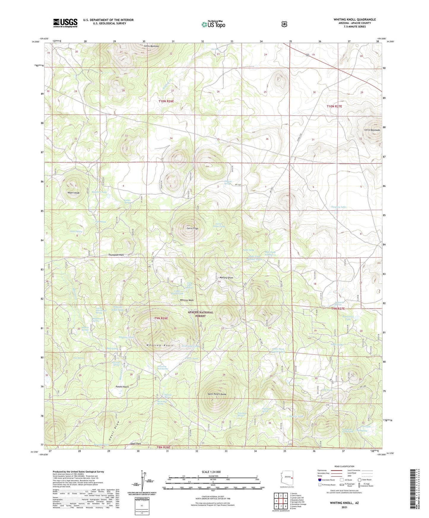 Whiting Knoll Arizona US Topo Map Image