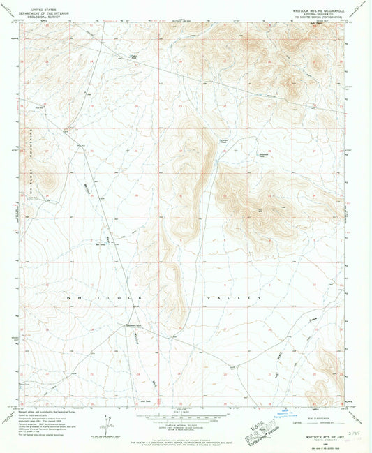 Classic USGS Whitlock Mountains NE Arizona 7.5'x7.5' Topo Map Image