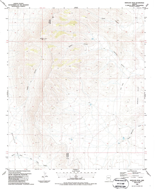 Classic USGS Whitlock Peak Arizona 7.5'x7.5' Topo Map Image