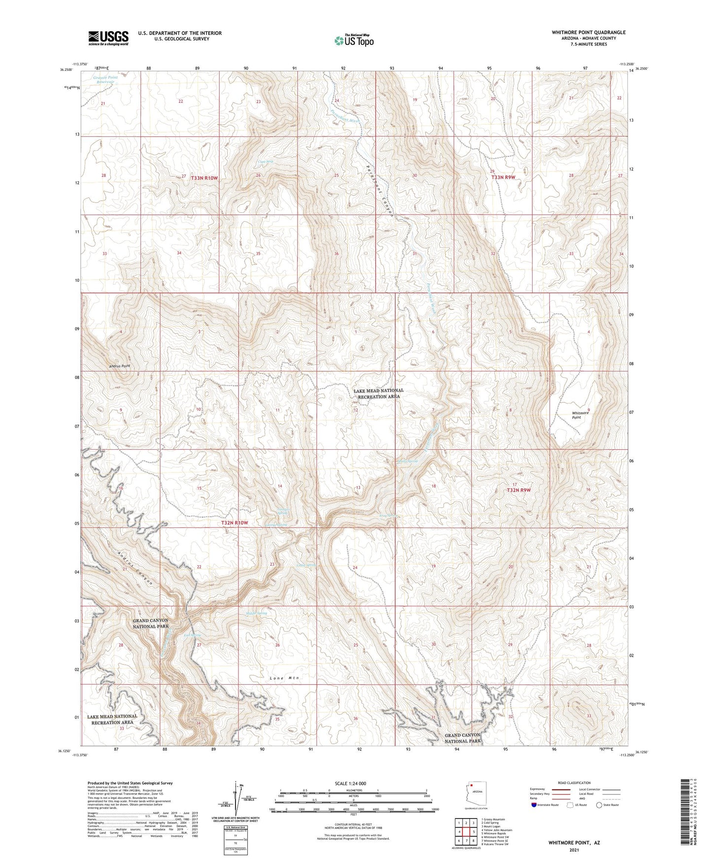 Whitmore Point Arizona US Topo Map Image
