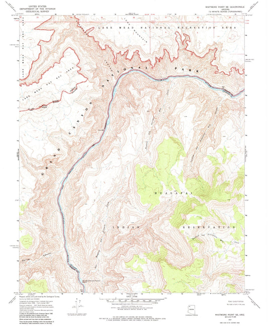 Classic USGS Whitmore Point SE Arizona 7.5'x7.5' Topo Map Image