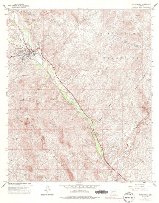 Classic USGS Wickenburg Arizona 7.5'x7.5' Topo Map Image