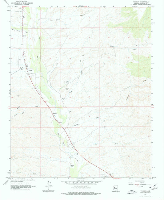 Classic USGS Wikieup Arizona 7.5'x7.5' Topo Map Image