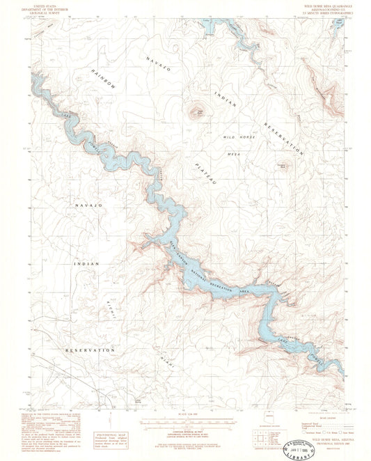Classic USGS Wild Horse Mesa Arizona 7.5'x7.5' Topo Map Image